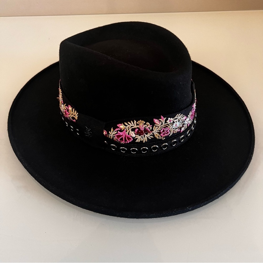 THE KOOPLES | Black, silver & Pink Felt Fedora Designer Hat